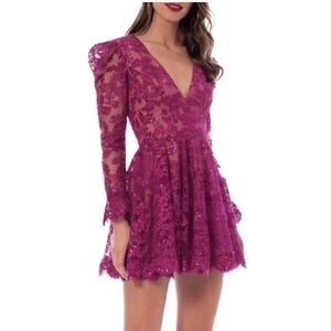 Helsi Elegant Lace V-Neck Dress in Pink
